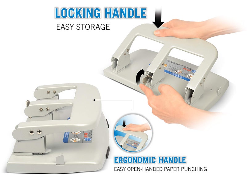 Carl, Medium-Duty 3 Hole Paper Punch, 40 Sheet Punch Capacity, Metallic, Model:HC-340 - Image 5